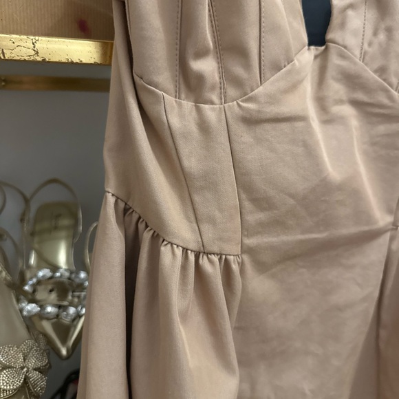 ASOS Design structured frill bust midi dress in stone - Picture 11 of 15